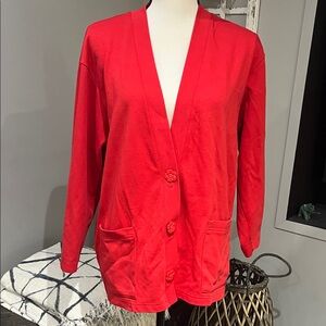 VINTAGE Vibrant Red Cardigan with Button Details
